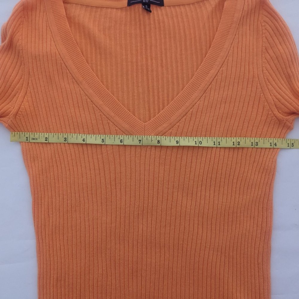 Cotton Rib Knit V-neck Long Sleeve Pull On Sweater* - Picture 9 of 15